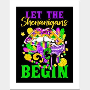 Mardi Gras Lips Let The Shenanigans Begin Kids Men Women Posters and Art